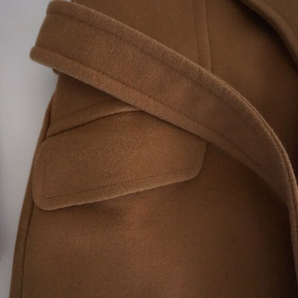 Aritzia Wilfred Brown 70% Wool 10% Cashmere Belted Trench Peacoat Coat Small - Picture 9 of 16